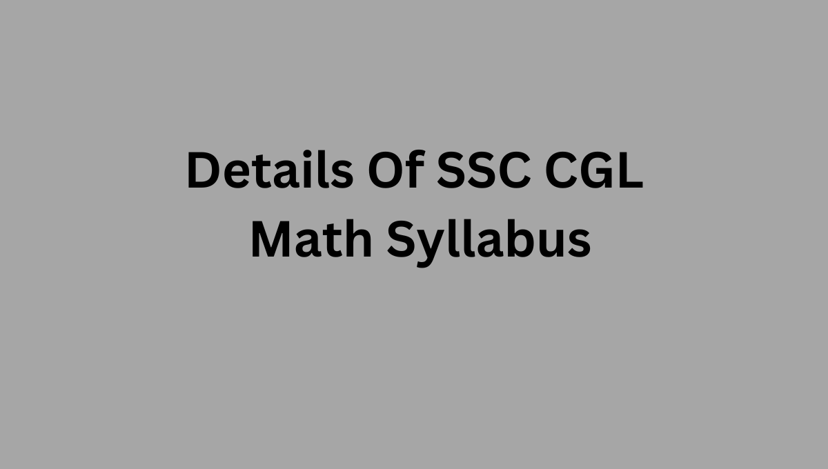 SSC Cgl Math Syllabus